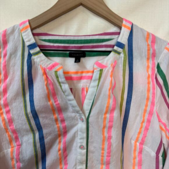 TALBOTS Striped Tunic Top Women's S Cotton Blend Colorful Beach Vacation Summer - Picture 2 of 10
